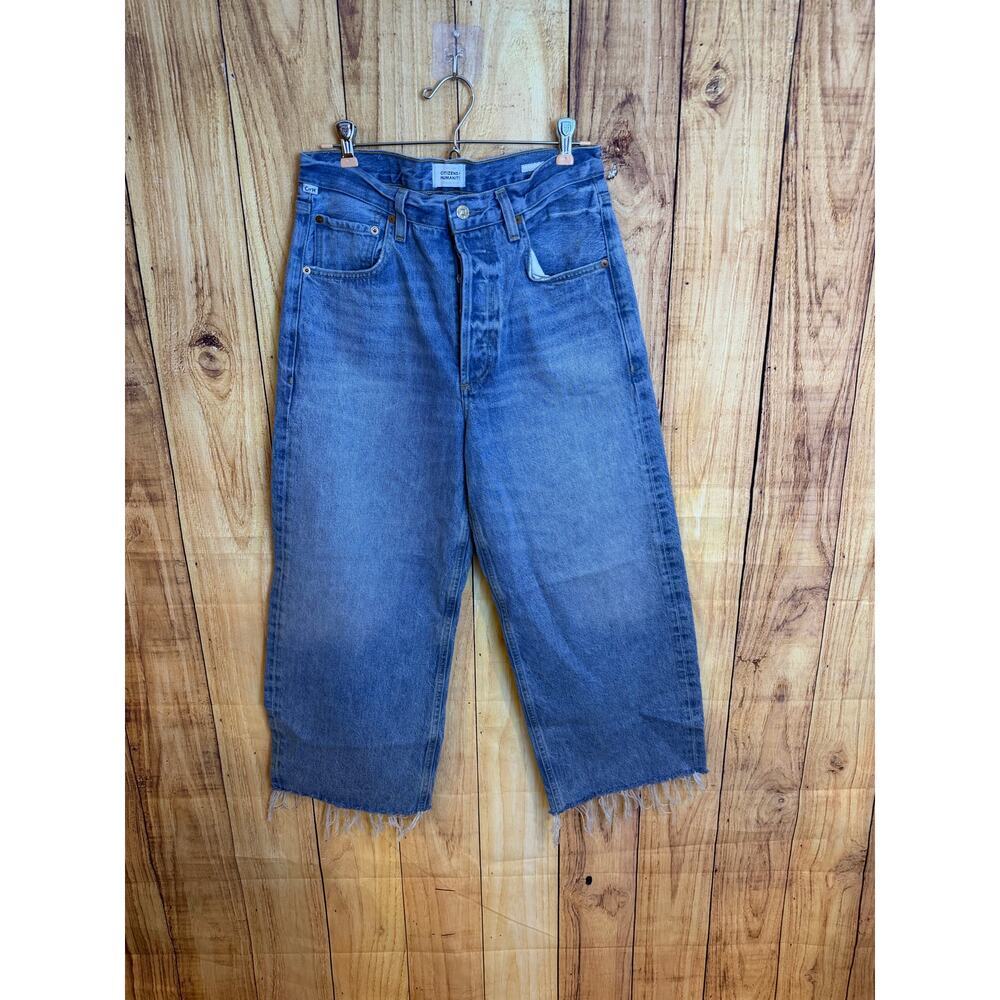 Citizens of Humanity High Rise Wide Legged Raw Hem Button Fly Jeans Size 27 - Picture 3 of 12